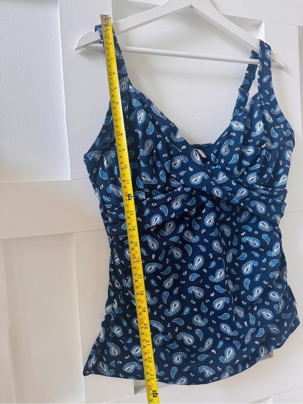 Lands' End Navy and White Swim Tankini Top with Paisley Accents - 14D - Picture 11 of 13
